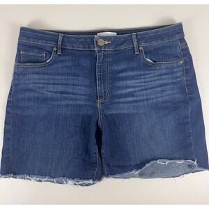 Ann Taylor LOFT High Rise Frayed Hem Denim Shorts Women's Size 32  14 Blue Wash